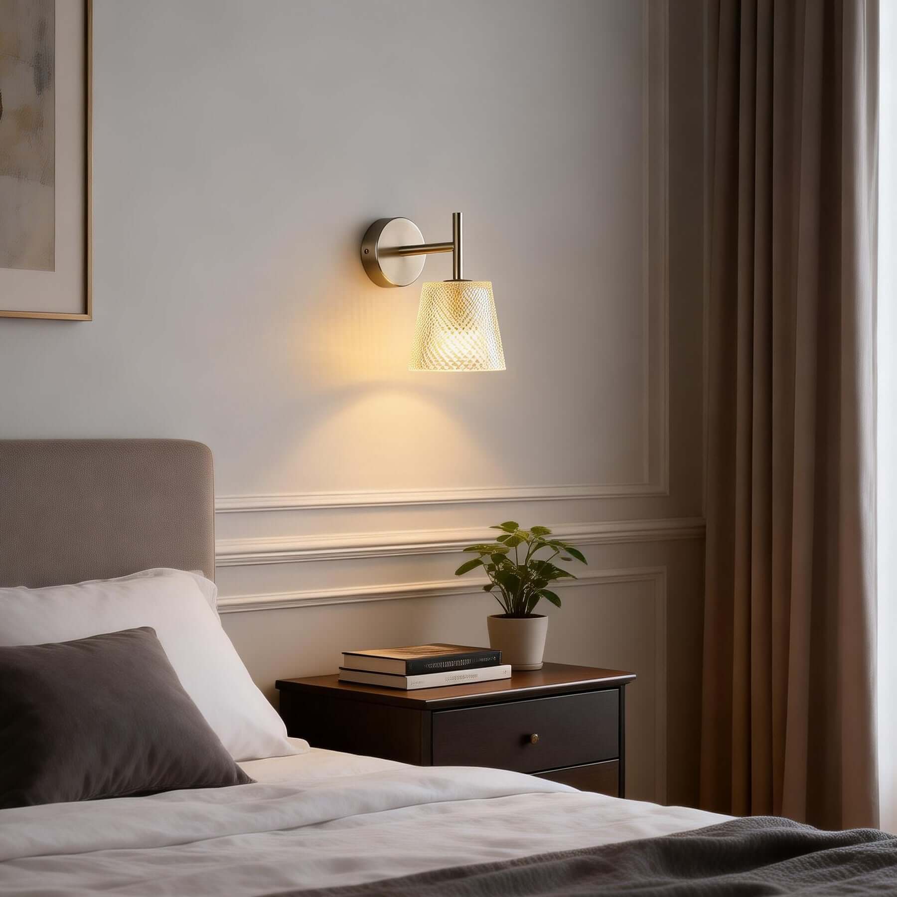 Lunexa Wall Lamp – Modern Glass Wall Sconce for Bedrooms | Rossolighting