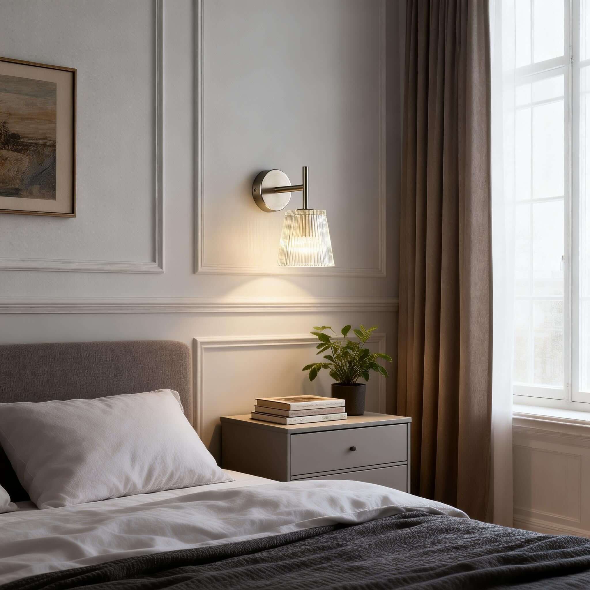 Lunexa Wall Lamp – Modern Glass Wall Sconce for Bedrooms | Rossolighting