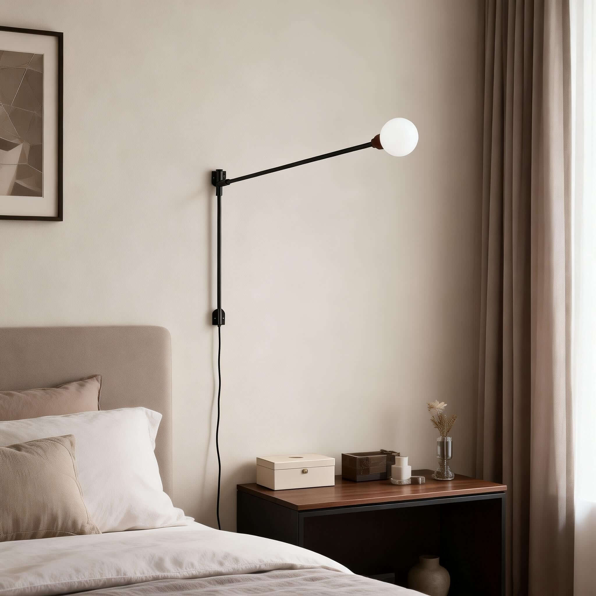 Lunexor Wall Lamp – Linear Black Wall Sconce with Long Reach | Rossolighting