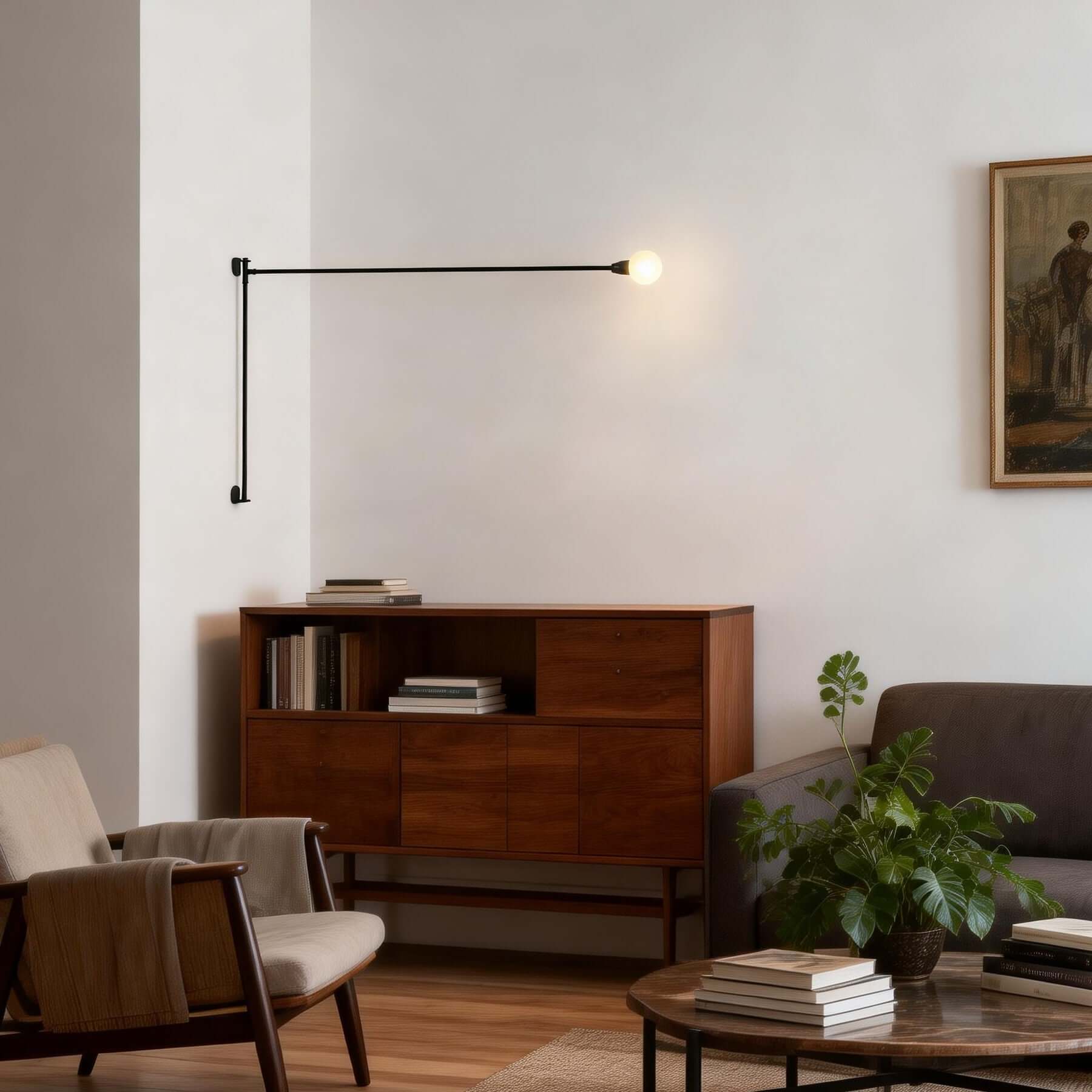 Lunexor Wall Lamp – Linear Black Wall Sconce with Long Reach | Rossolighting