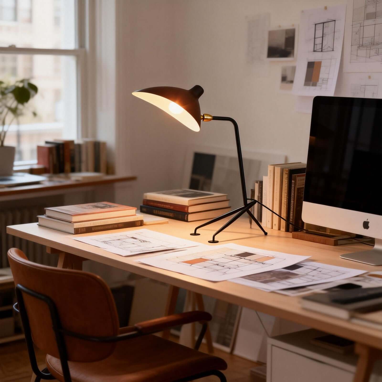 Lunira Table Lamp – Minimal Tripod Table Lamp for Office & Living Room | Rossolighting