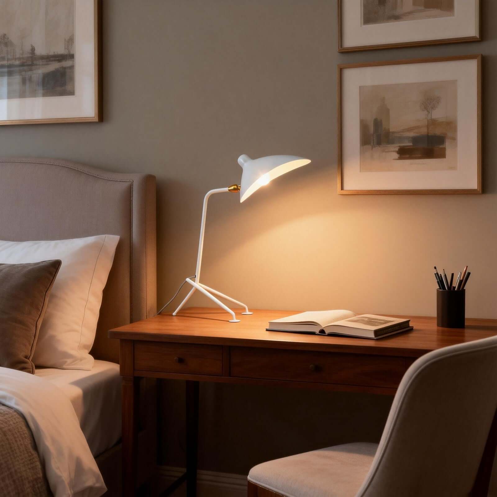 Lunira Table Lamp – Minimal Tripod Table Lamp for Office & Living Room | Rossolighting