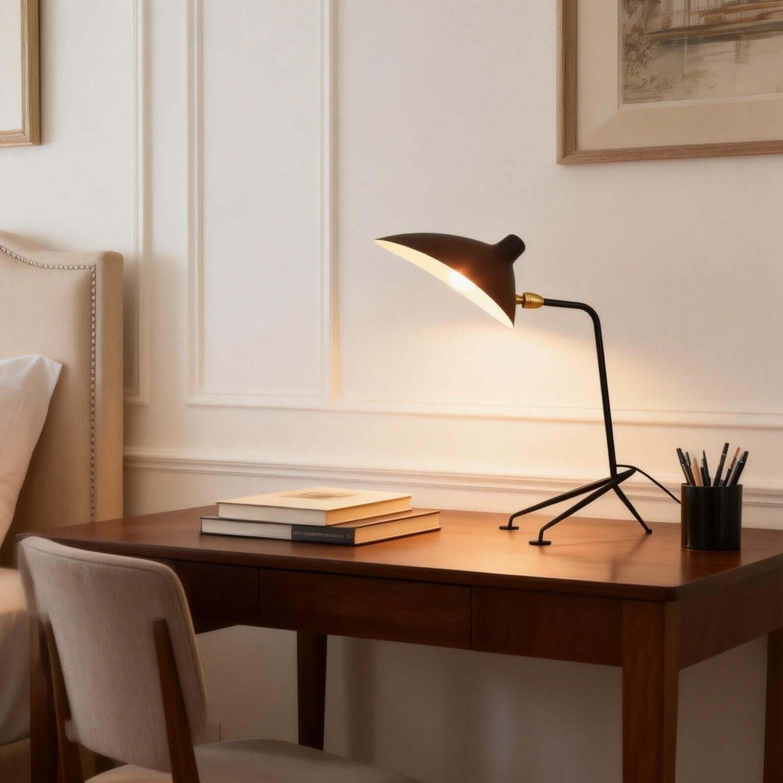 Lunira Table Lamp – Minimal Tripod Table Lamp for Office & Living Room | Rossolighting