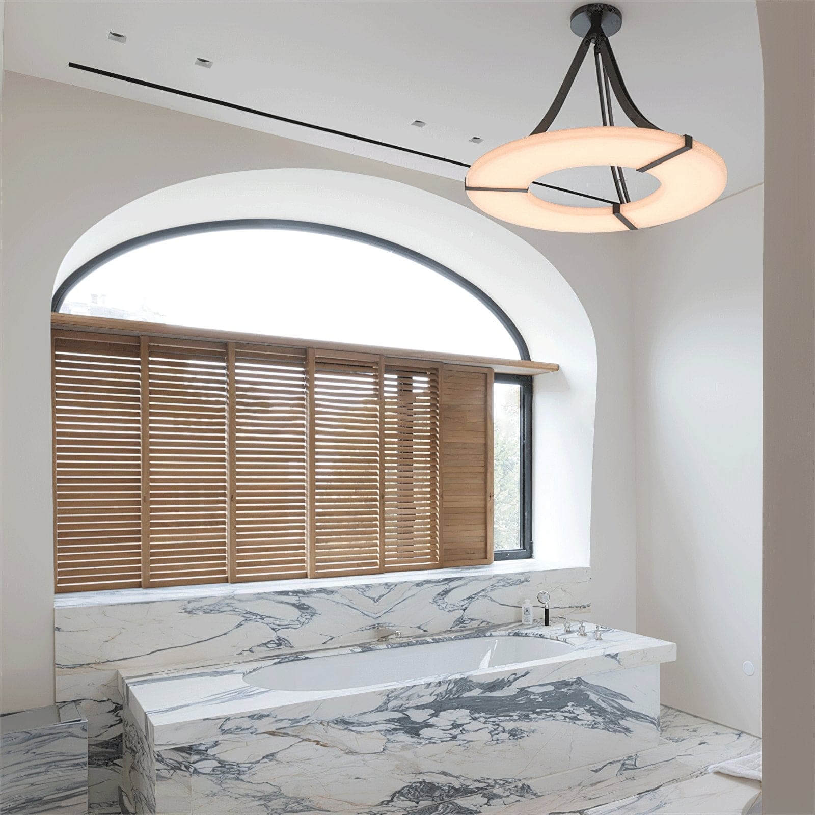 Lyquora Round Alabaster Chandelier for Dining Area | Rossolighting