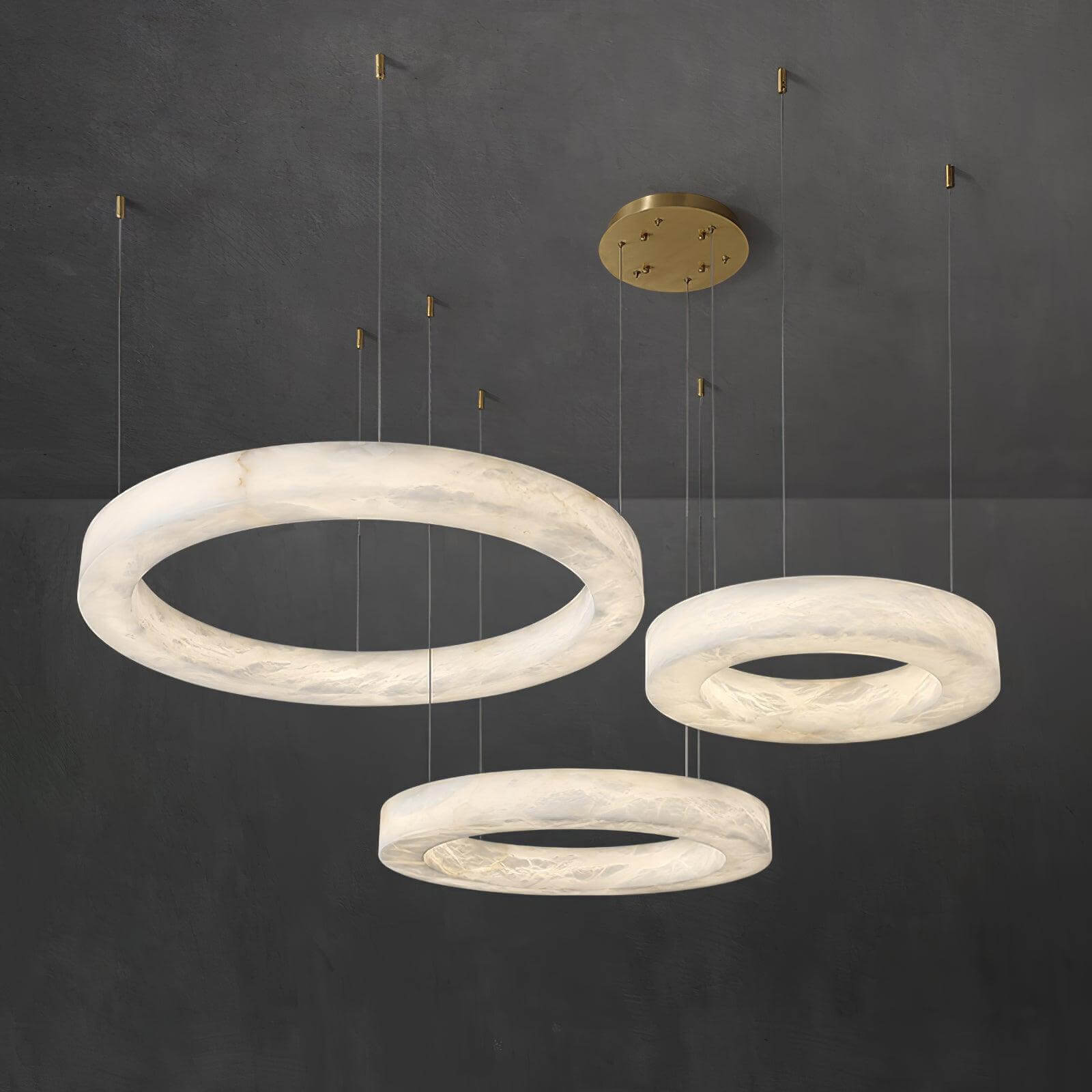 Qureza Chandelier - Elegant Alabaster Circular Light Living Room Lamp