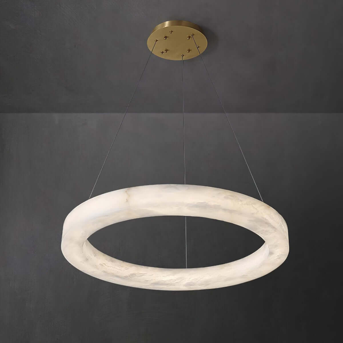 Qureza Chandelier - Elegant Alabaster Circular Light Living Room Lamp