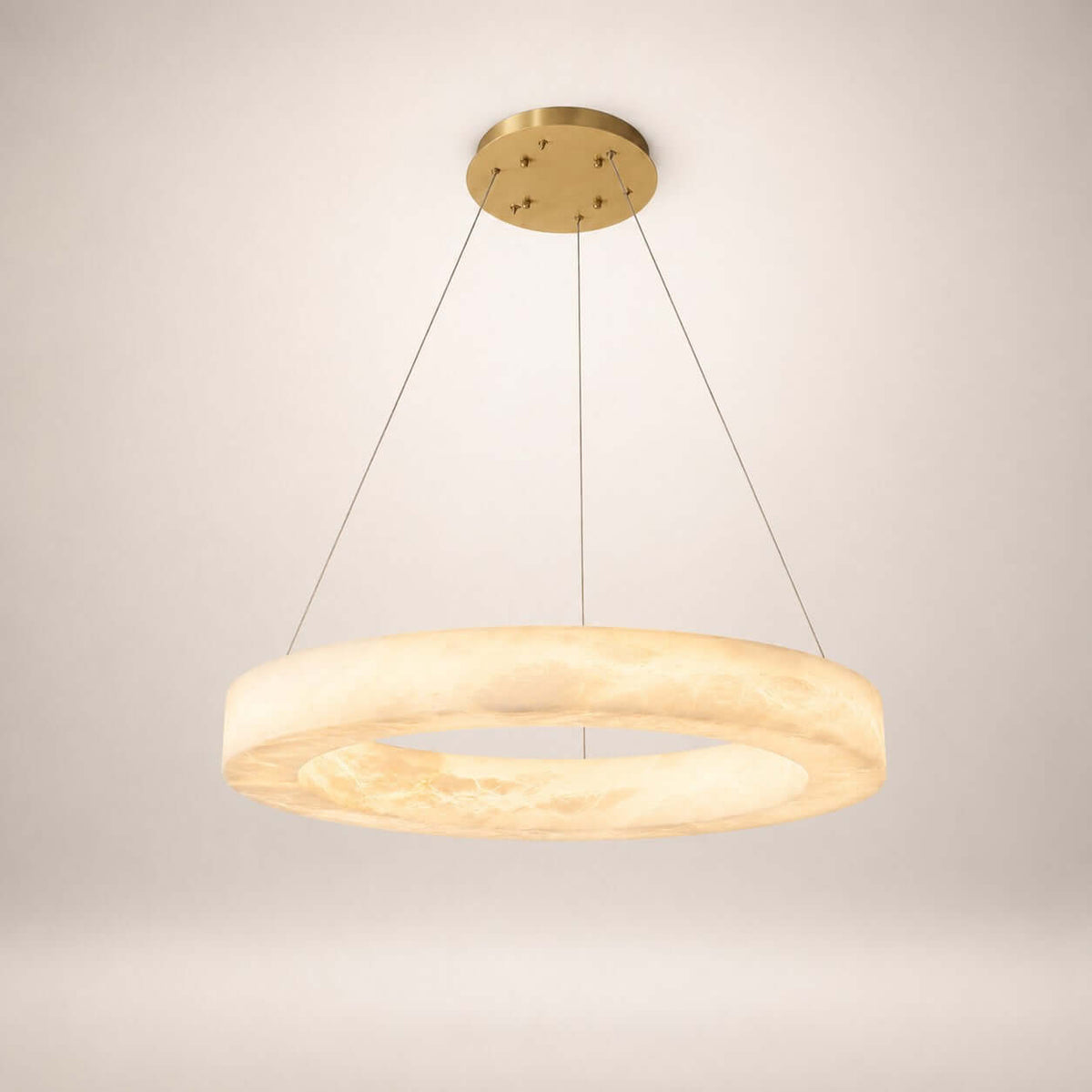 Qureza Chandelier - Elegant Alabaster Circular Light Living Room Lamp | Rossolighting