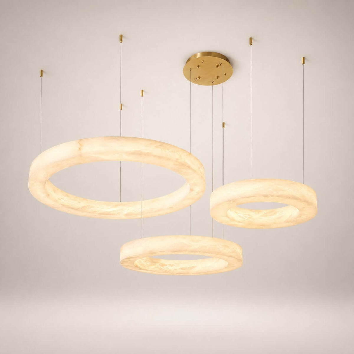 Qureza Chandelier - Elegant Alabaster Circular Light Living Room Lamp | Rossolighting