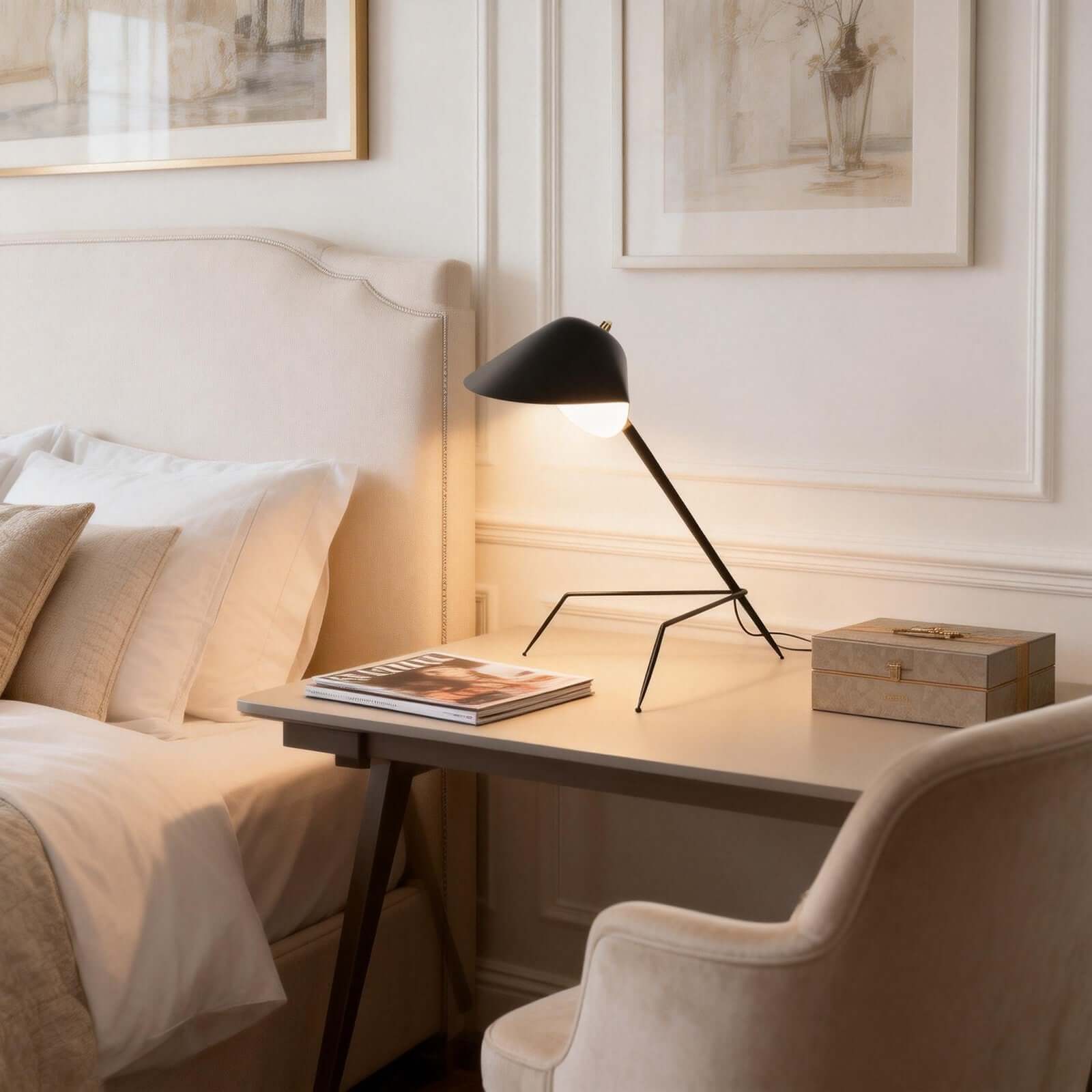 Tivaro Table Lamp – Serge Mouille Inspired Black and Gold Lamps | Rossolighting