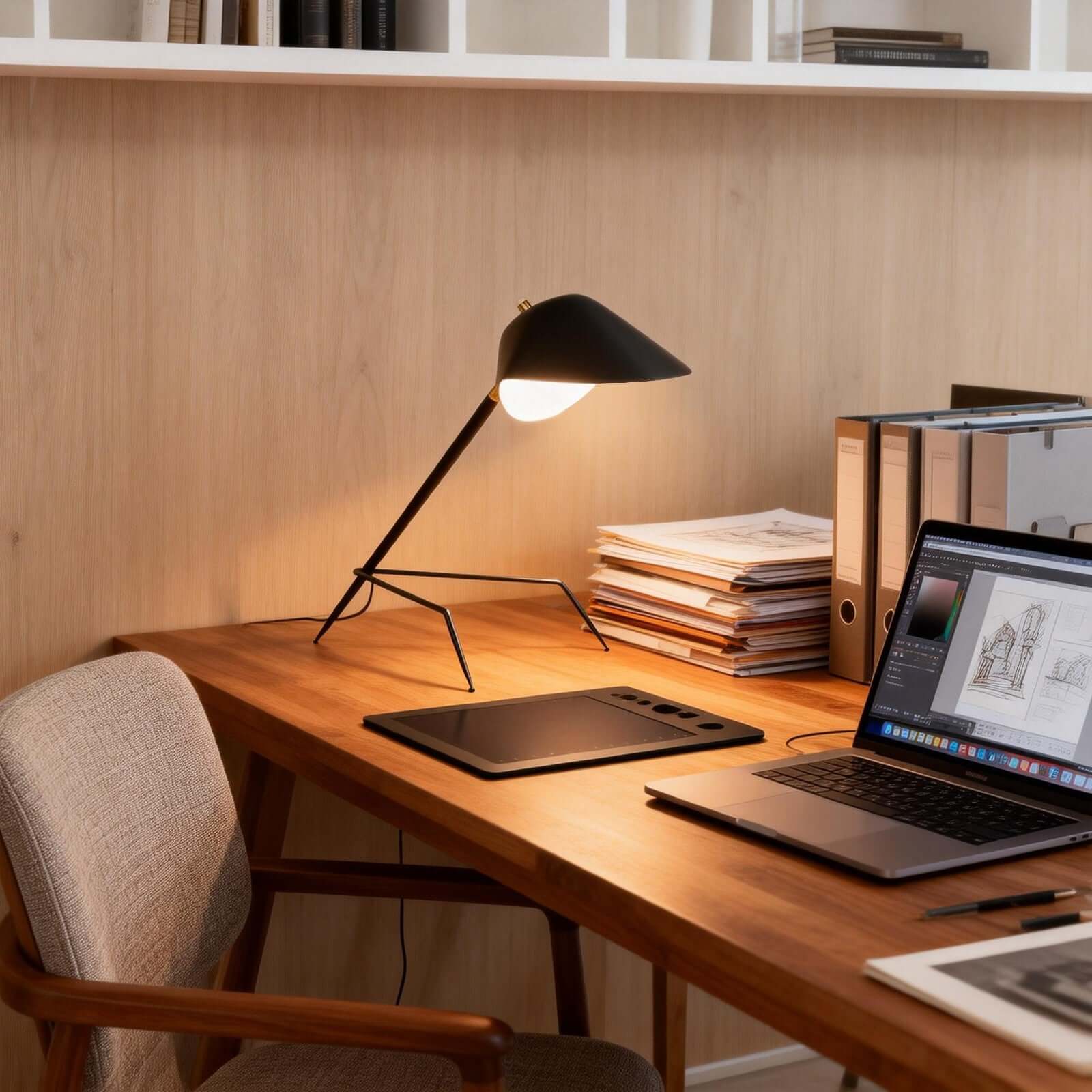Tivaro Table Lamp – Serge Mouille Inspired Black and Gold Lamps | Rossolighting