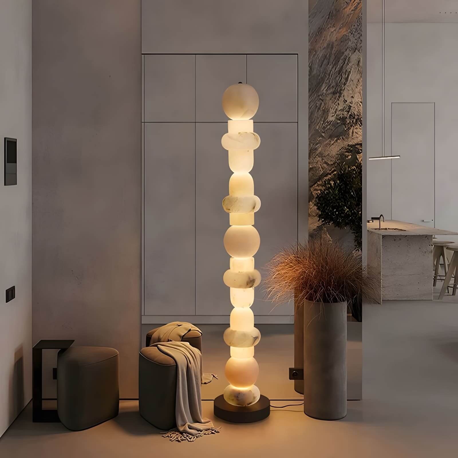 Tribeca Alabaster Floor Lamp | Vintage Mid-Century Modern Floor Lamp | Rossolighting
