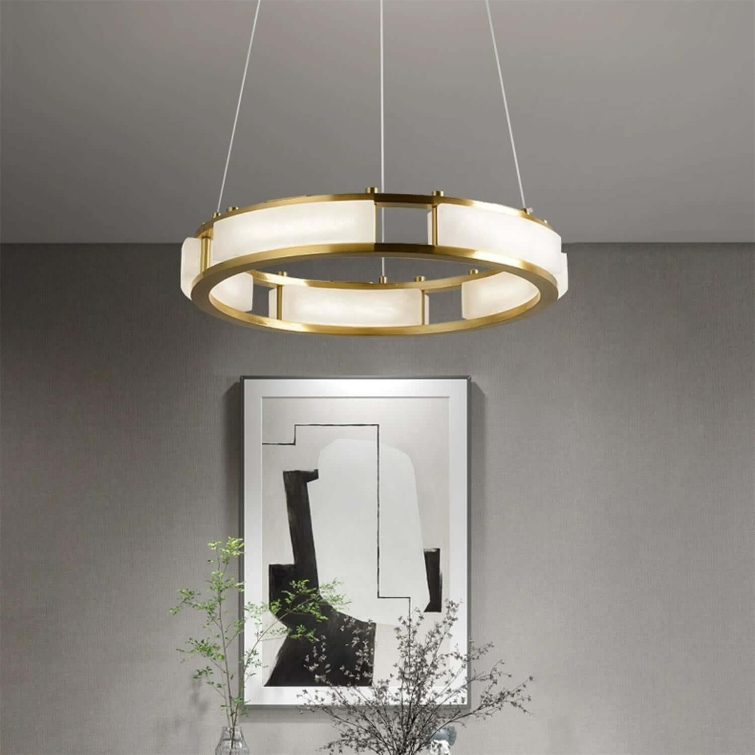 Velquor Alabaster Chandelier | Modern Brass Luxury Lighting | Rossolighting