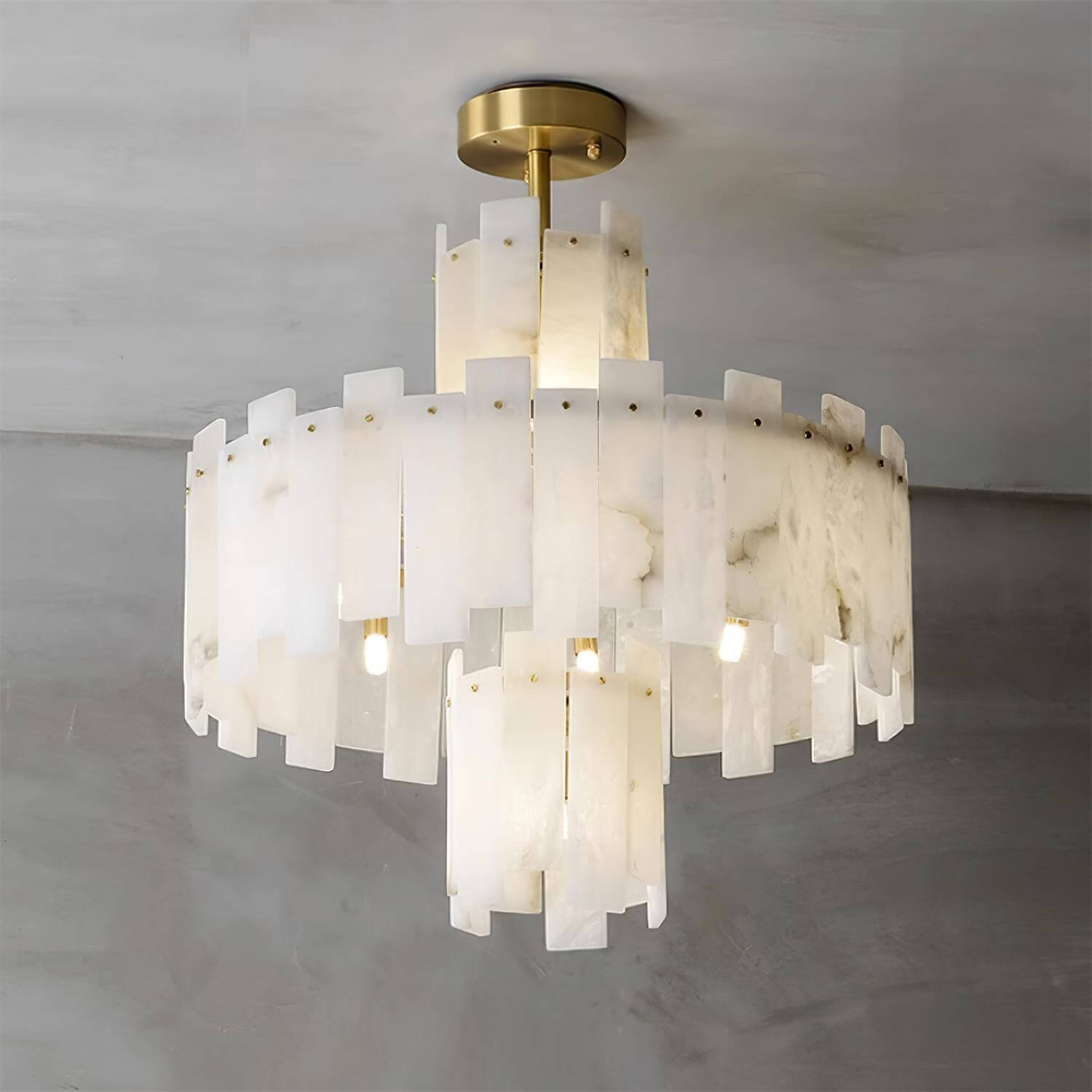 Vorlis Alabaster Chandelier | Modern Brass Dining Room Light | Rossolighting