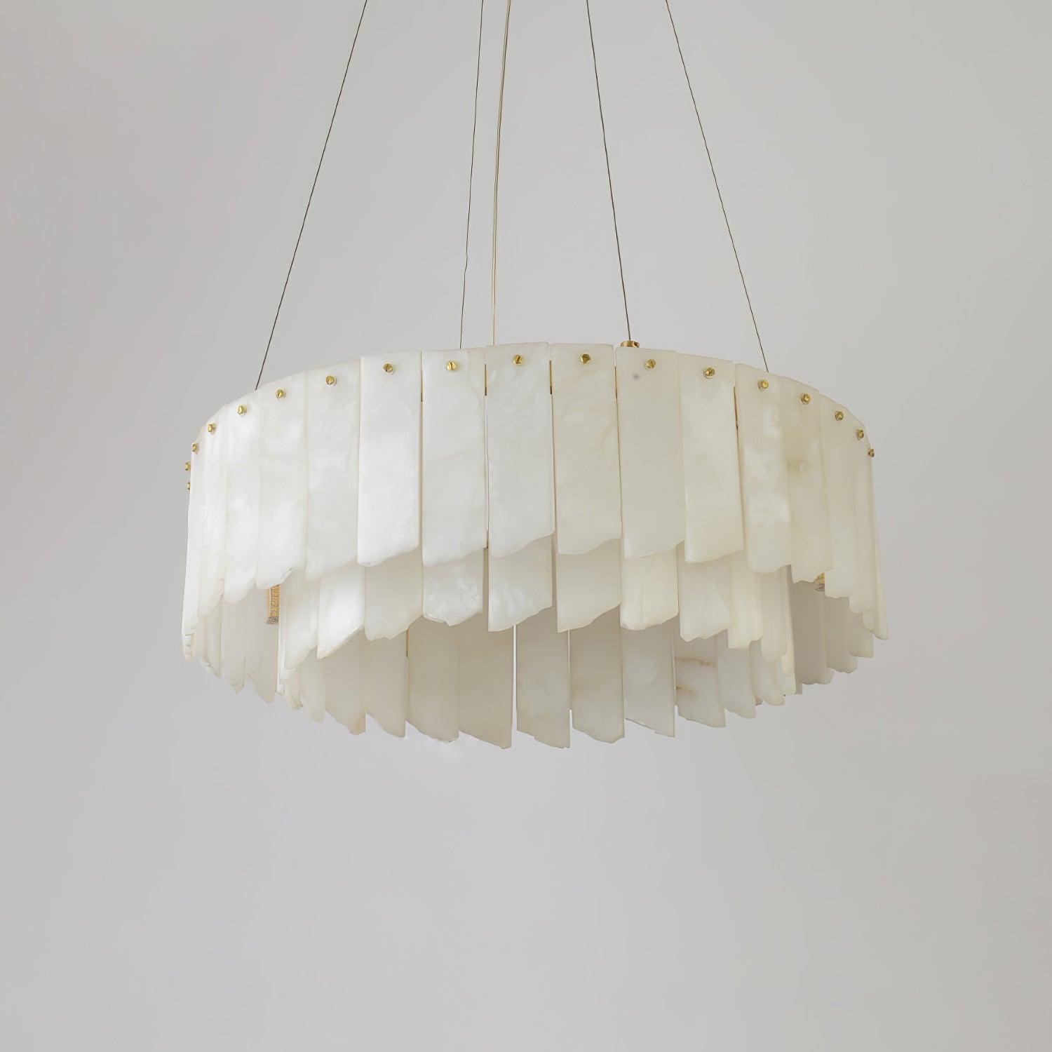 Zeltra Alabaster Chandelier | Brass Dining Room Lighting | Rossolighting
