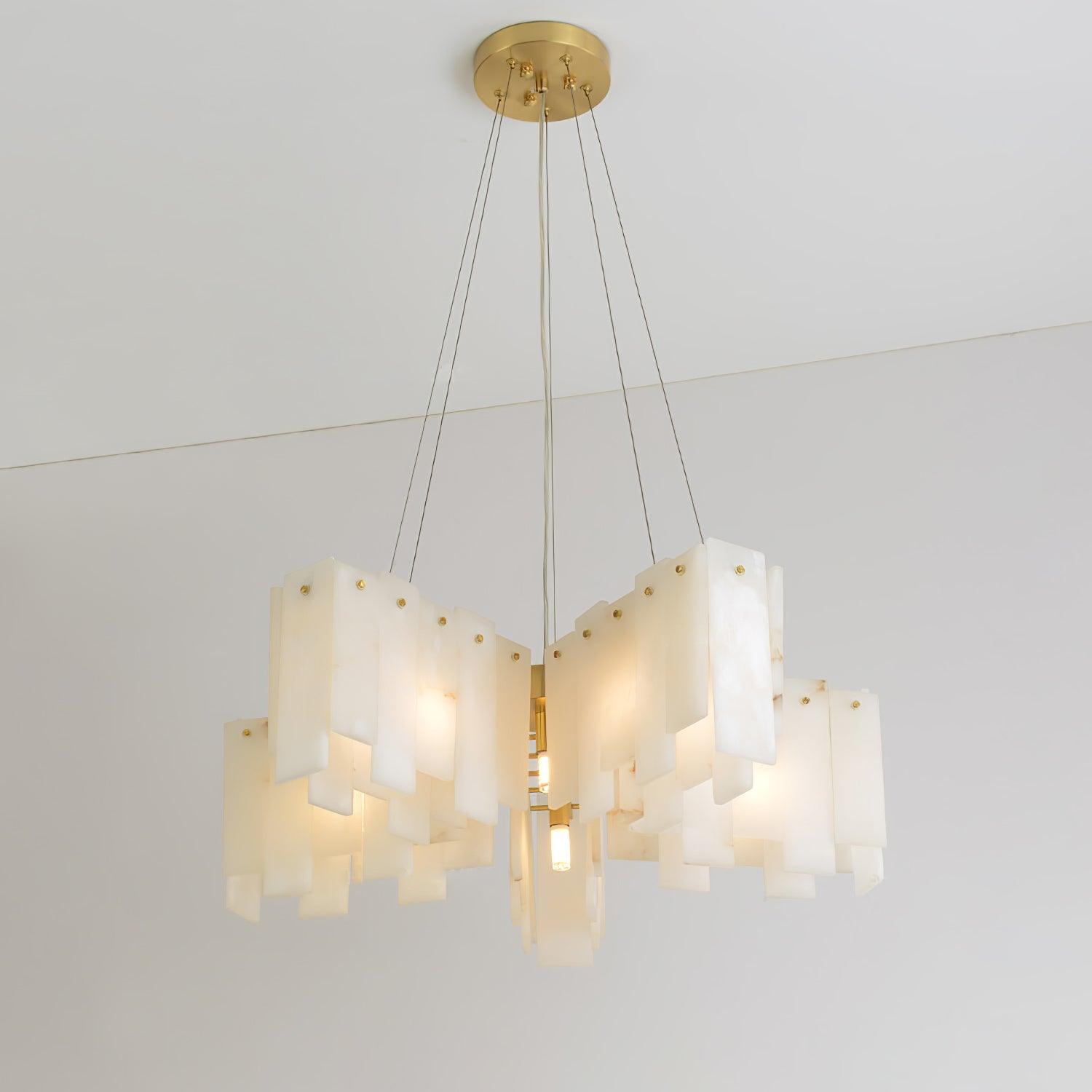 Zeltra Alabaster Chandelier | Brass Dining Room Lighting | Rossolighting