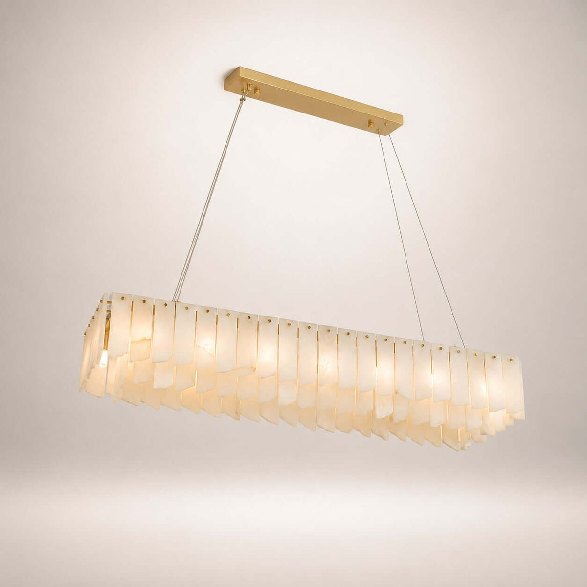 Zeltra Alabaster Chandelier | Brass Dining Room Lighting | Rossolighting