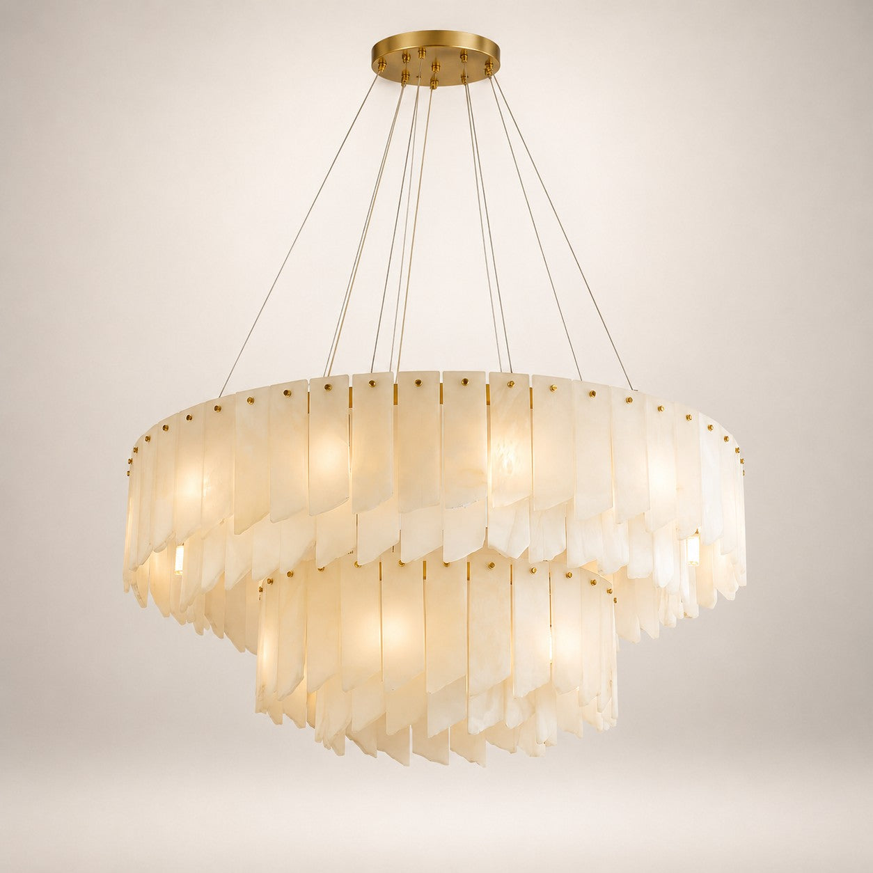 Zeltra Alabaster Chandelier | Brass Dining Room Lighting | Rossolighting