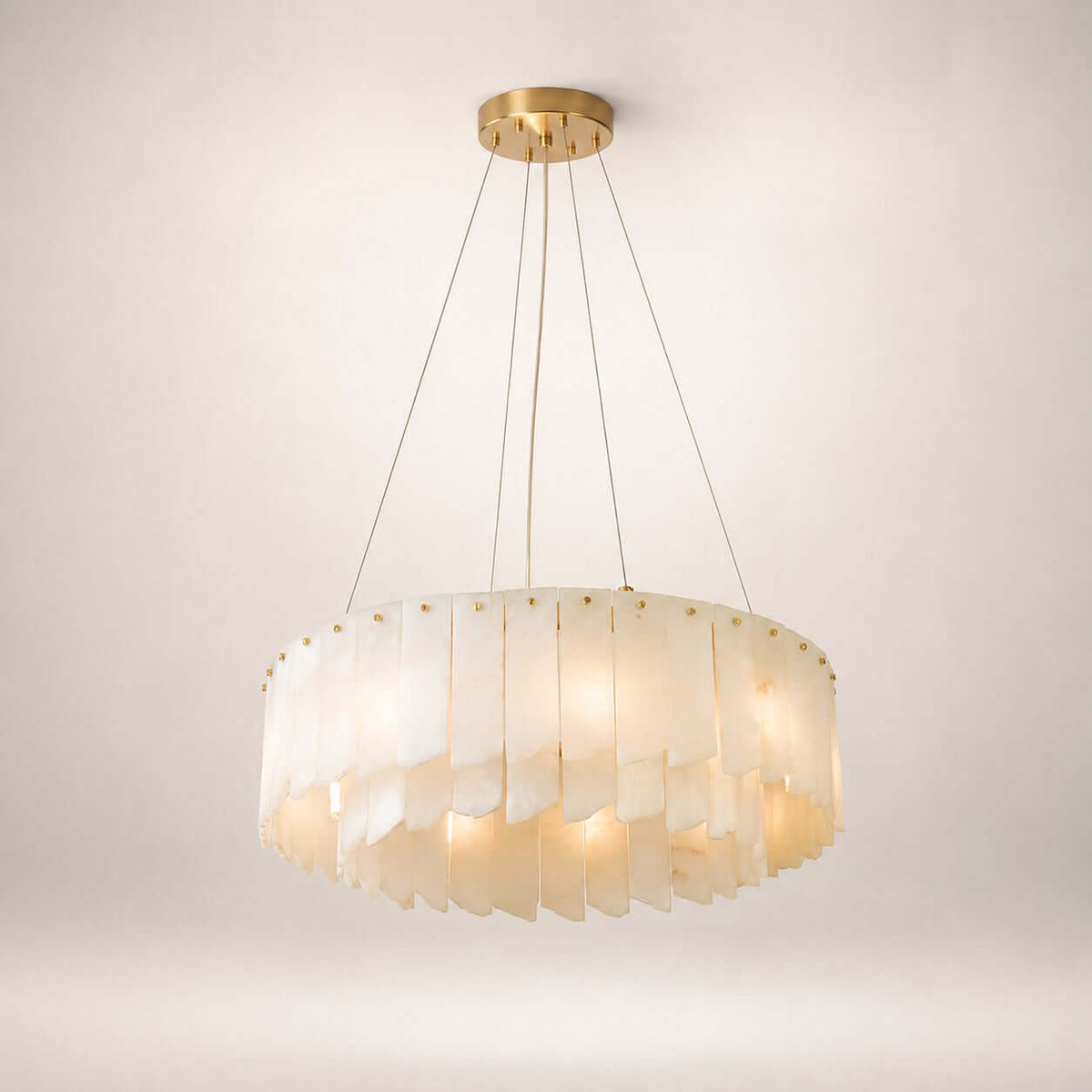 Zeltra Alabaster Chandelier | Brass Dining Room Lighting | Rossolighting
