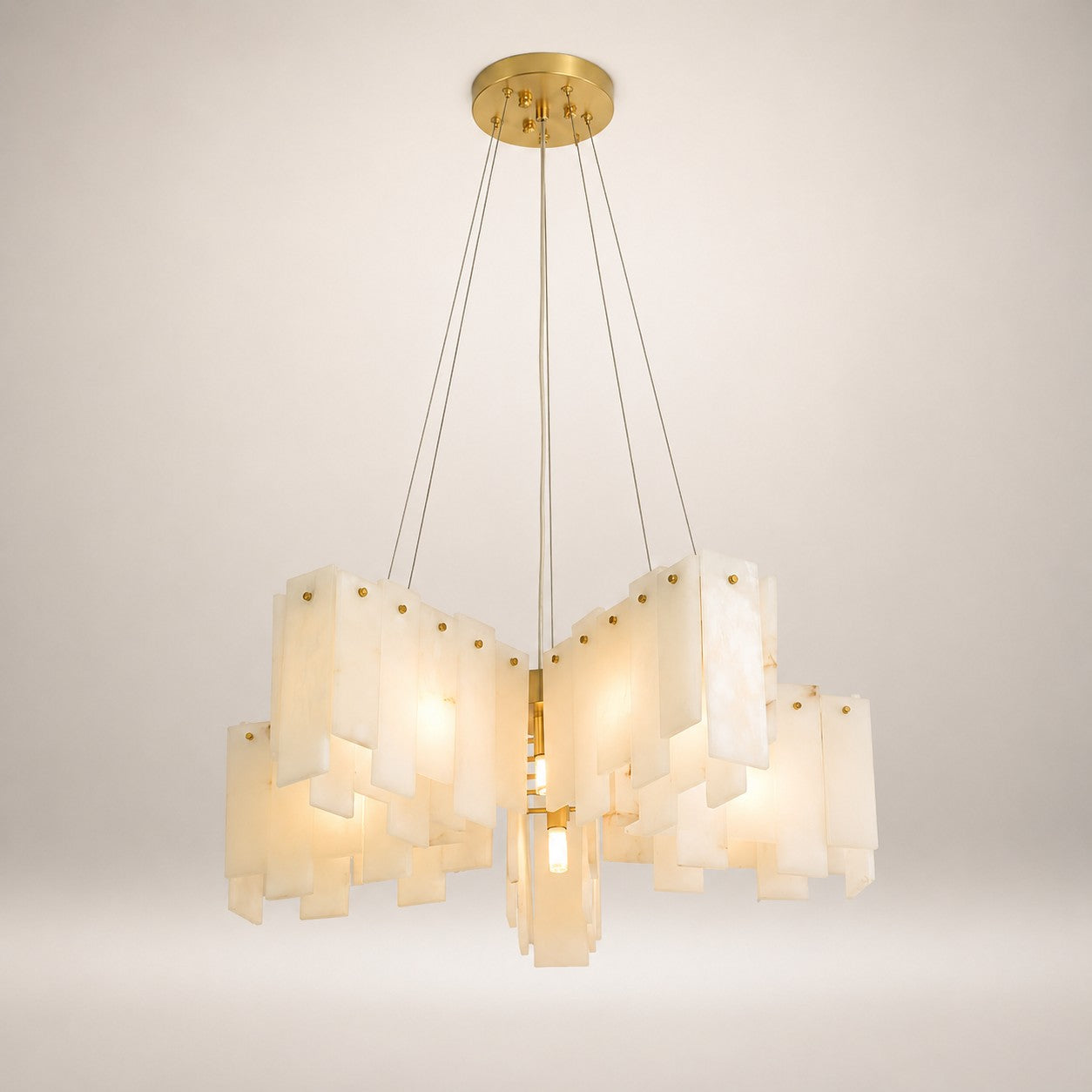 Zeltra Alabaster Chandelier | Brass Dining Room Lighting | Rossolighting