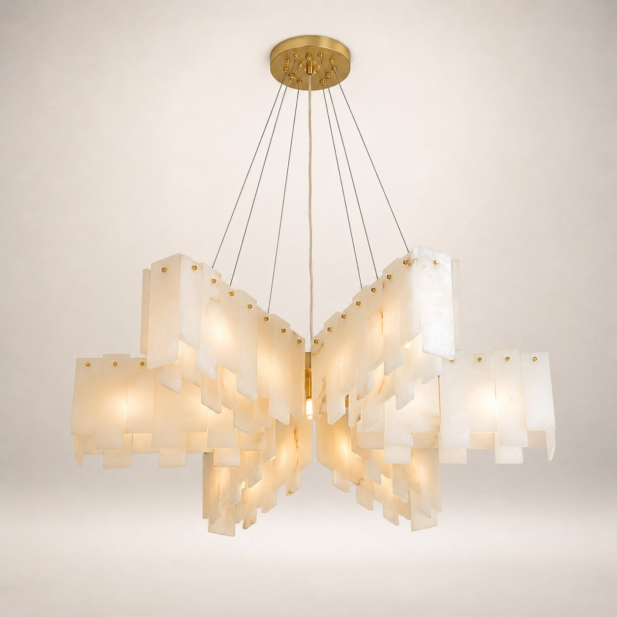 Zeltra Alabaster Chandelier | Brass Dining Room Lighting | Rossolighting