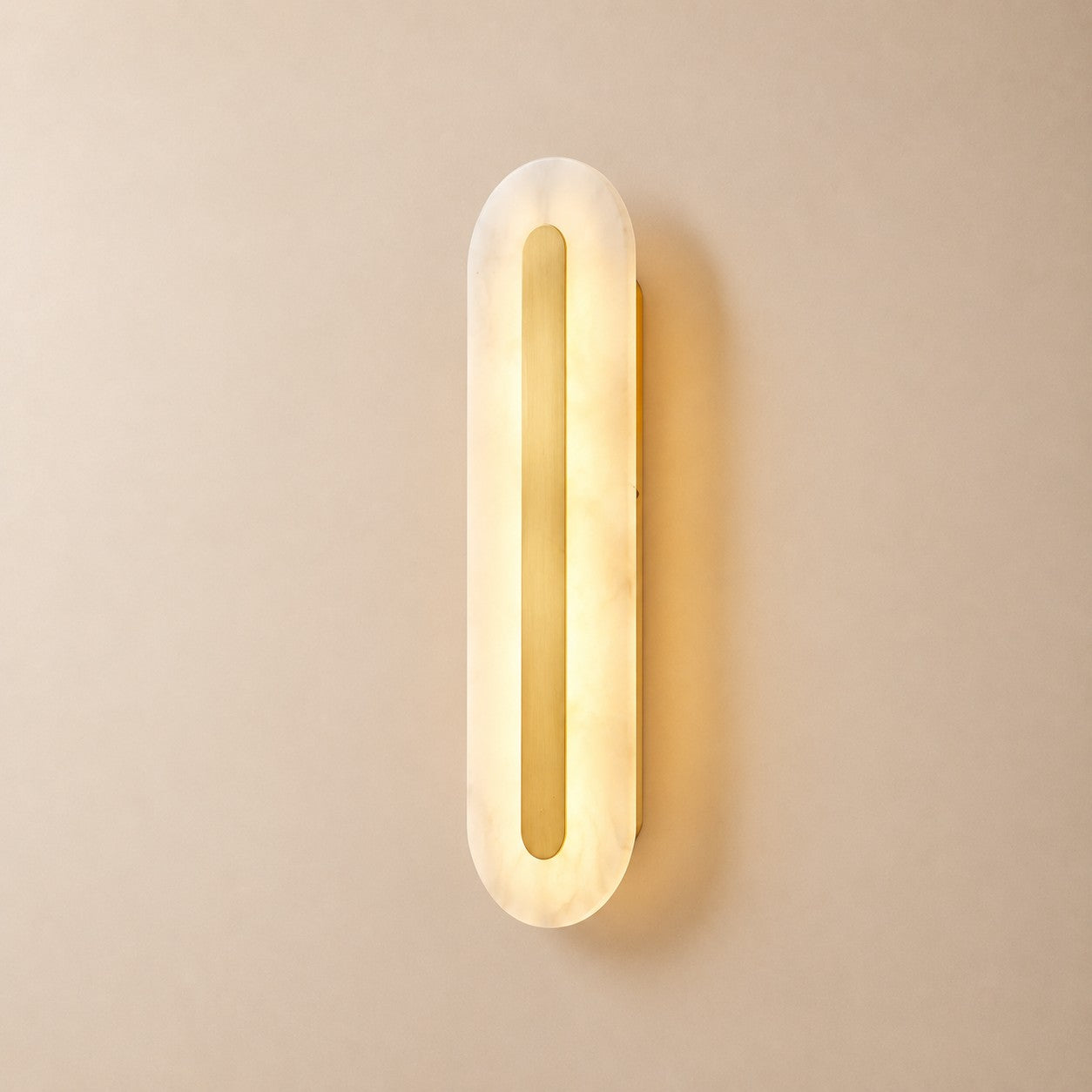 Zymera Alabaster Wall Sconce with Brass Accent Light | Rossolighting
