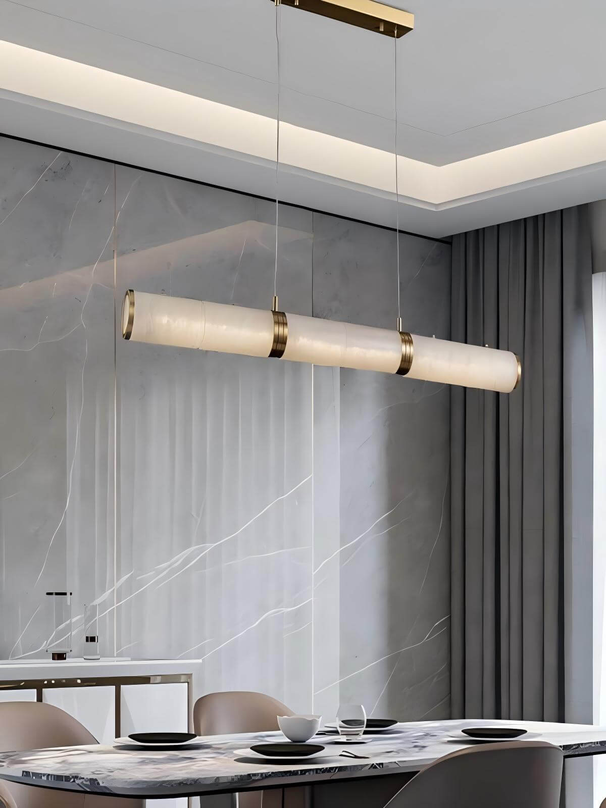 Zyxqlo Chandelier - Luxury Dining Area Alabaster Chandelier | Rossolighting