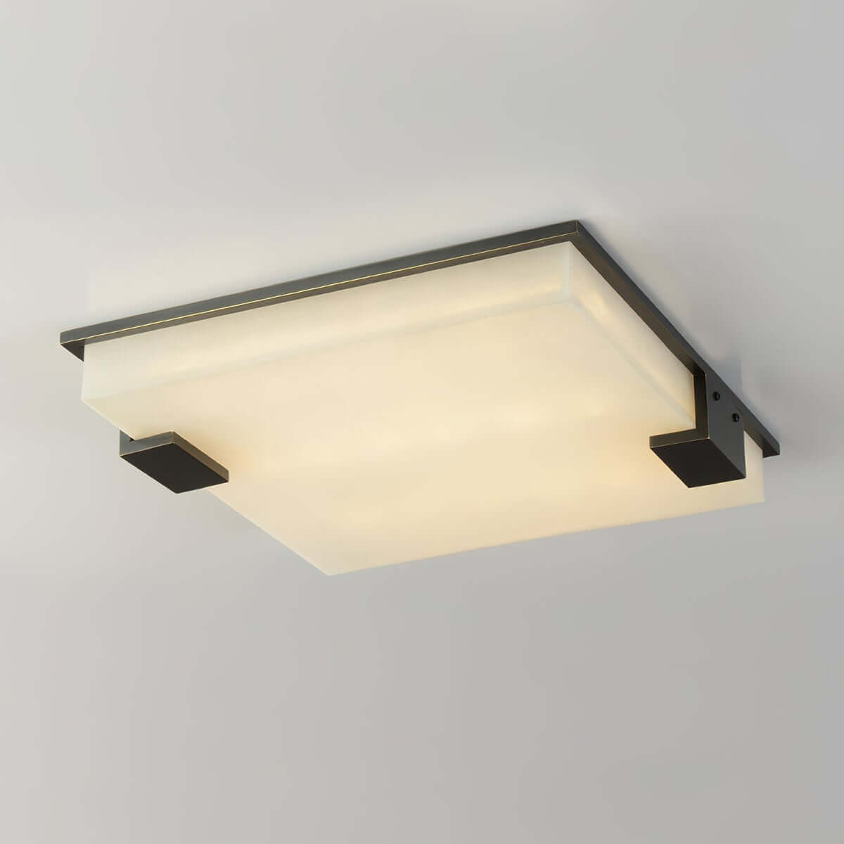 Faylen alabaster flush mount ceiling light, square LED design, mid century style, 40cm x 6cm for modern interiors.