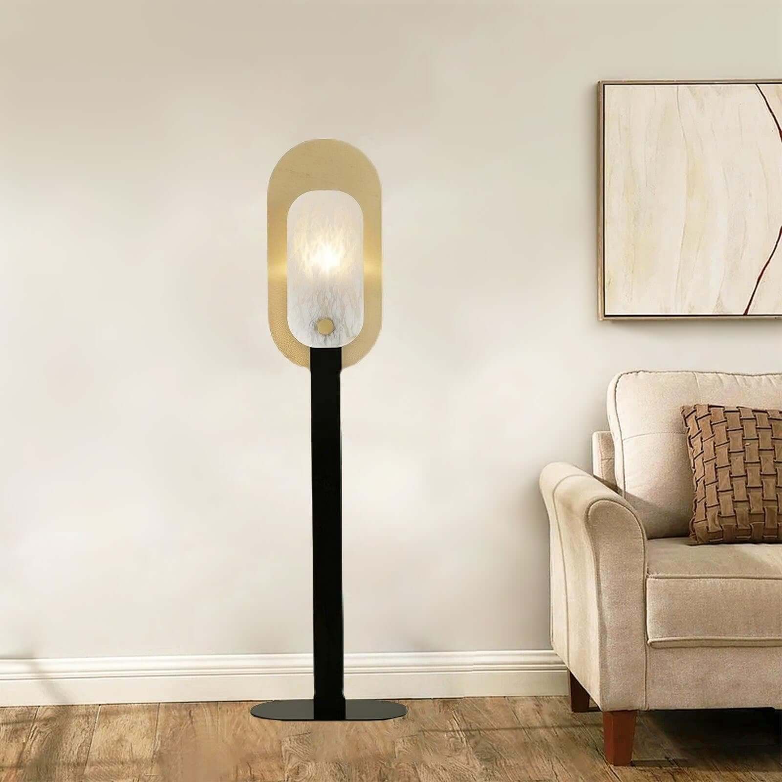 Jivara Floor Lamp - Elegant Alabaster Modern Black Floor Lamp