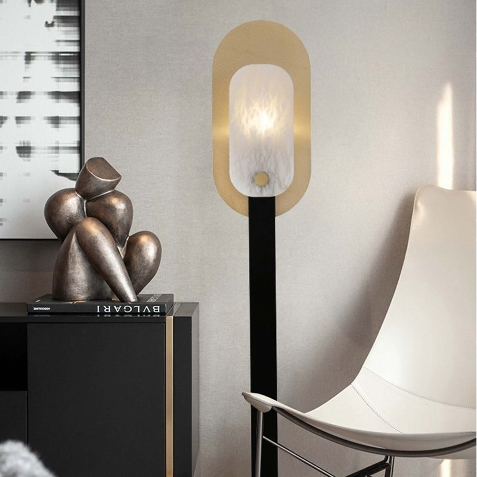 Jivara Floor Lamp - Elegant Alabaster Modern Black Floor Lamp
