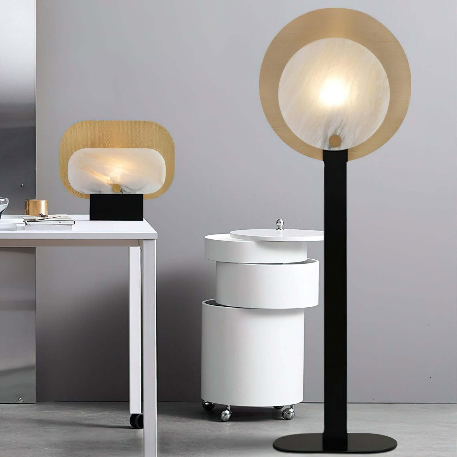 Jivara Floor Lamp - Elegant Alabaster Modern Black Floor Lamp