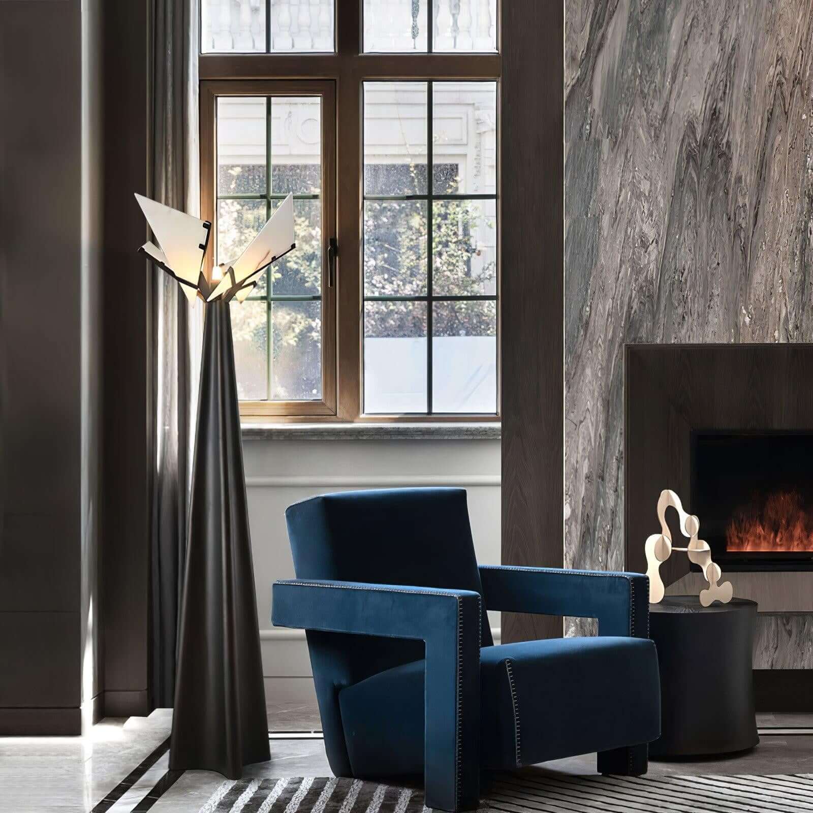 Lirona Floor Lamp - Elegant Alabaster Art Deco Floor Lamp