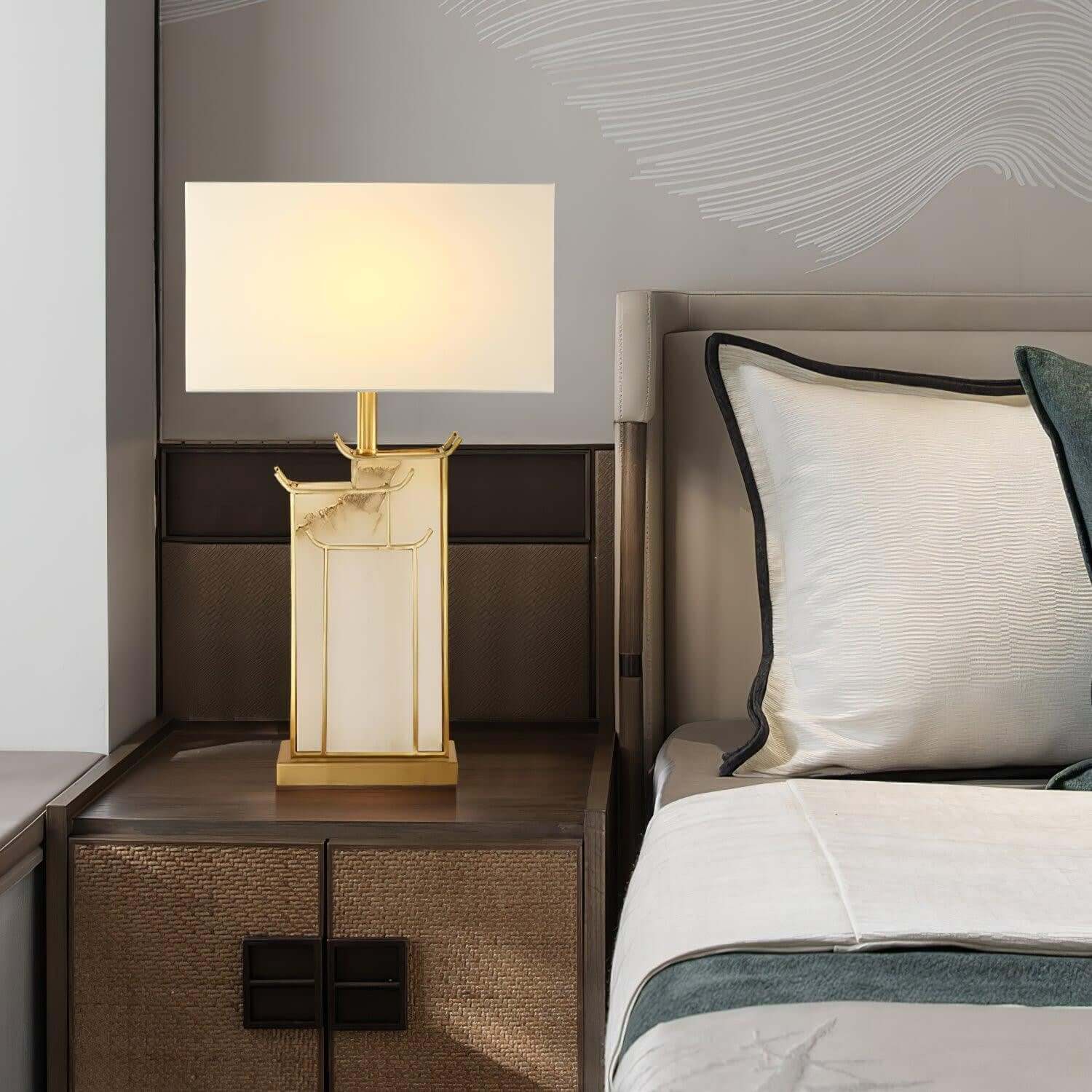 Livon Alabaster Table Lamp - Mid Century Modern Gold Table Lamp