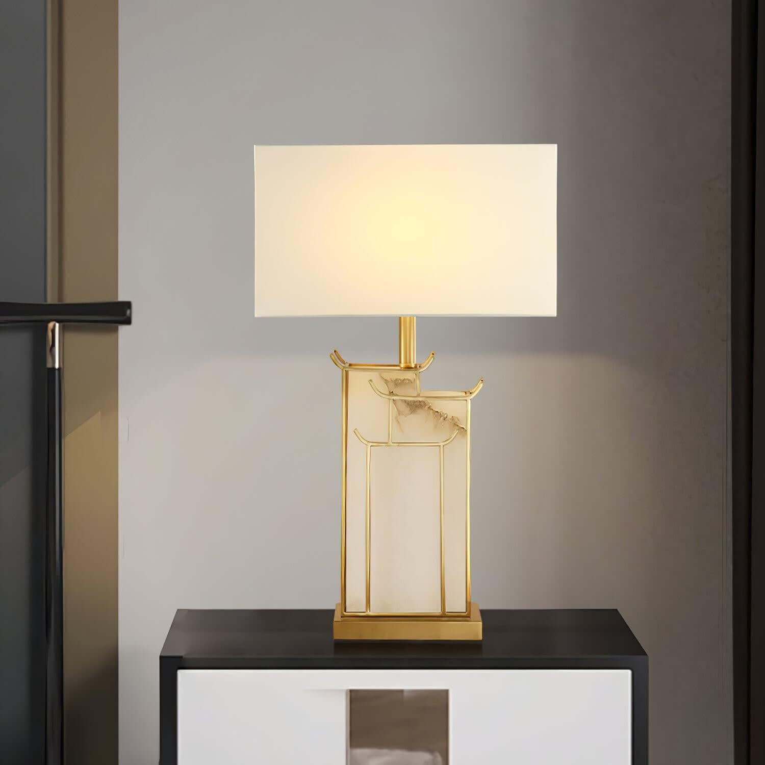Livon Alabaster Table Lamp - Mid Century Modern Gold Table Lamp
