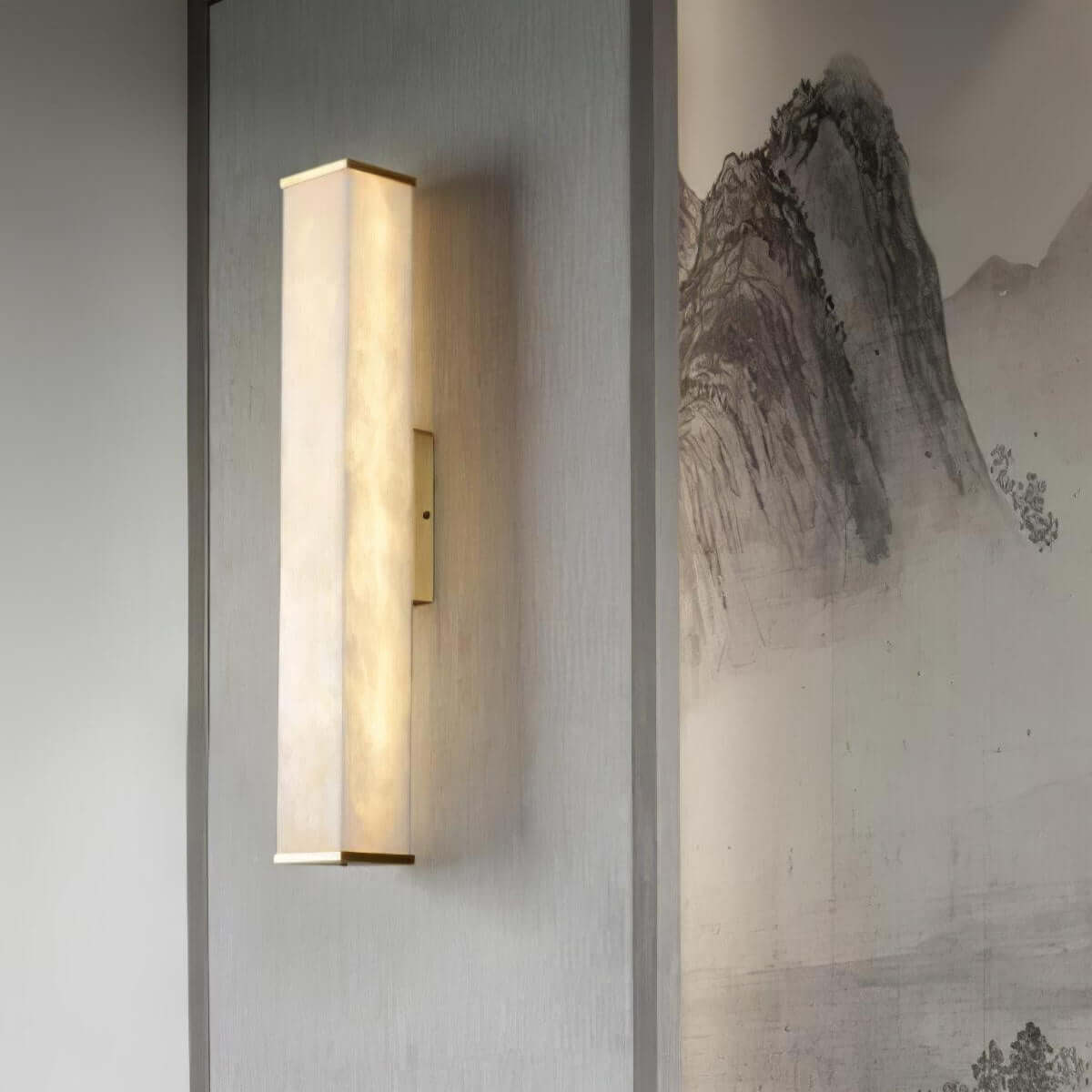 Lunox Wall Sconce – Alabaster Sconce & Brass Wall Light
