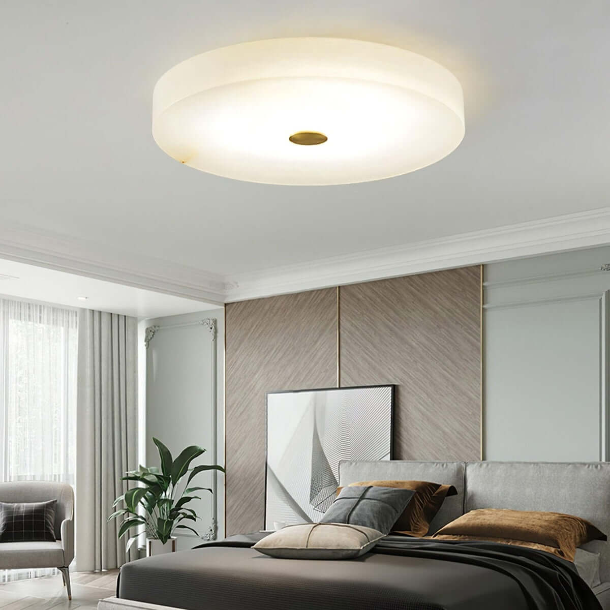 Mavora Ceiling Light – Alabaster LED Flush Mount Lighting