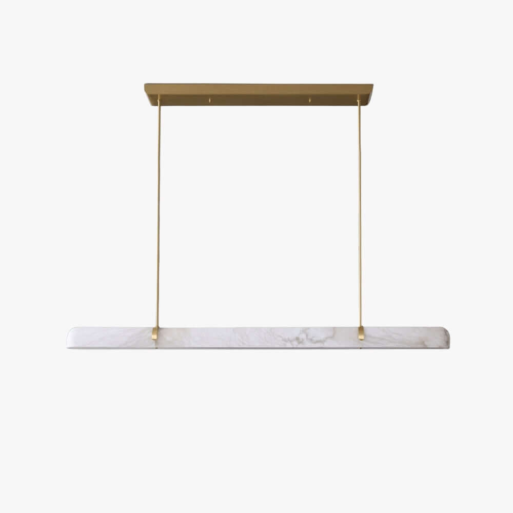 Qemir Chandelier: modern linear chandelier with alabaster design, perfect light fixture for dining room.