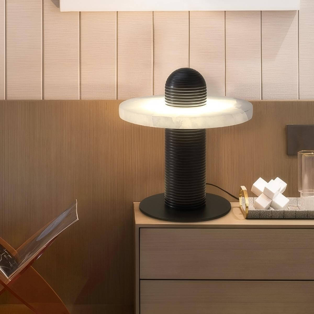 Ronavi Table Lamp – Alabaster Table Lamp for Bedroom Style