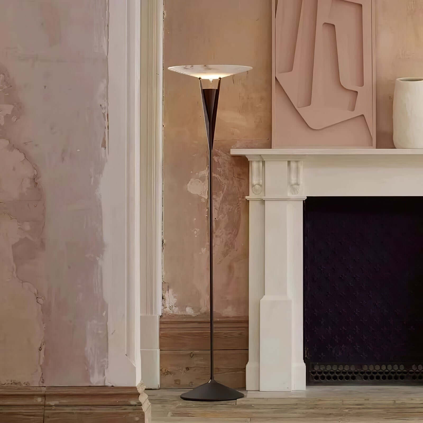 Vylara Floor Lamp - Minimalist Alabaster Corner Lamp for Living Room
