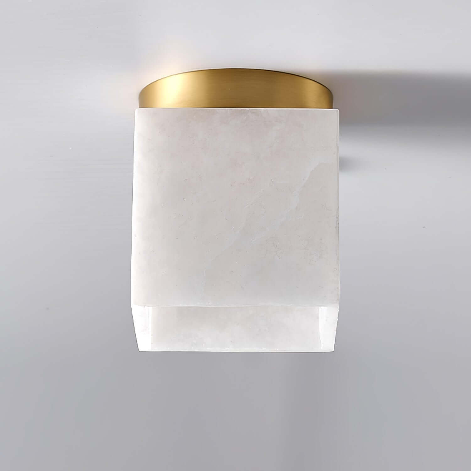 Vylora Ceiling Light | Brass Flush Mount & Alabaster Fixture