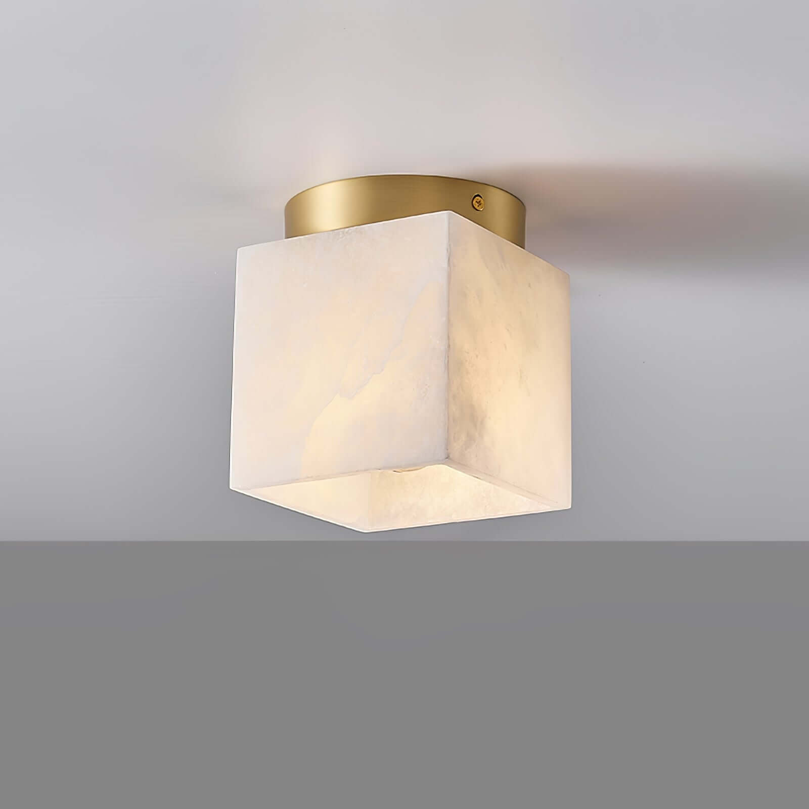 Vylora Ceiling Light | Brass Flush Mount & Alabaster Fixture