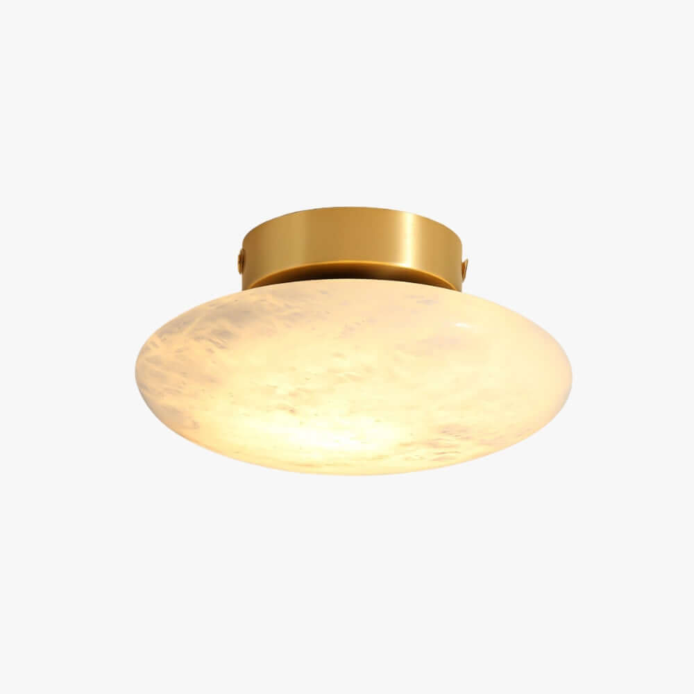 Zarion Ceiling Light | Alabaster Flush Mount & Small Brass Fixture