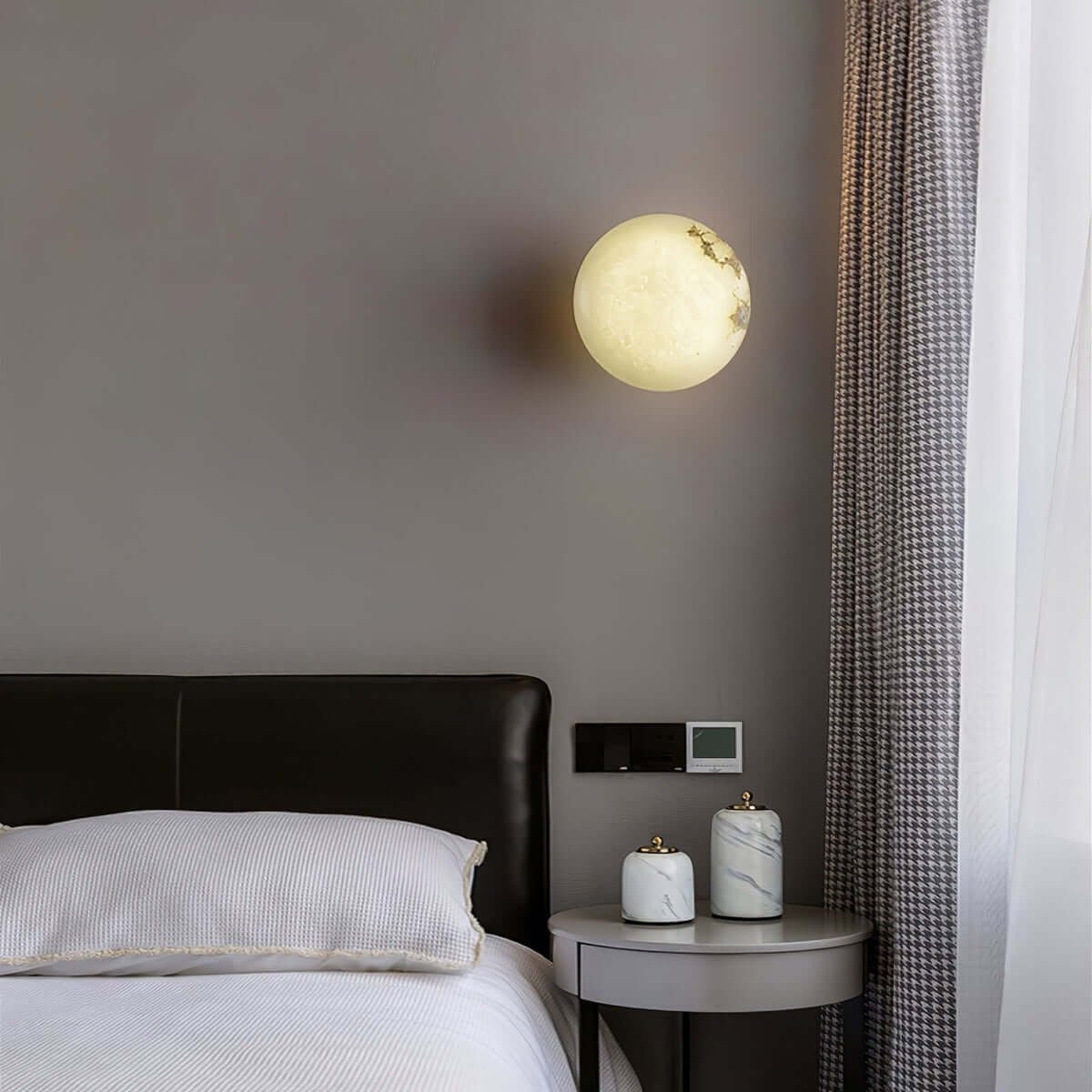 Zarion Ceiling Light | Alabaster Flush Mount & Small Brass Fixture