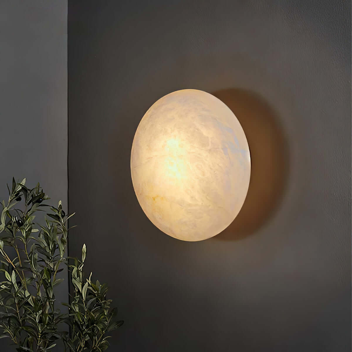 Zarion Ceiling Light | Alabaster Flush Mount & Small Brass Fixture