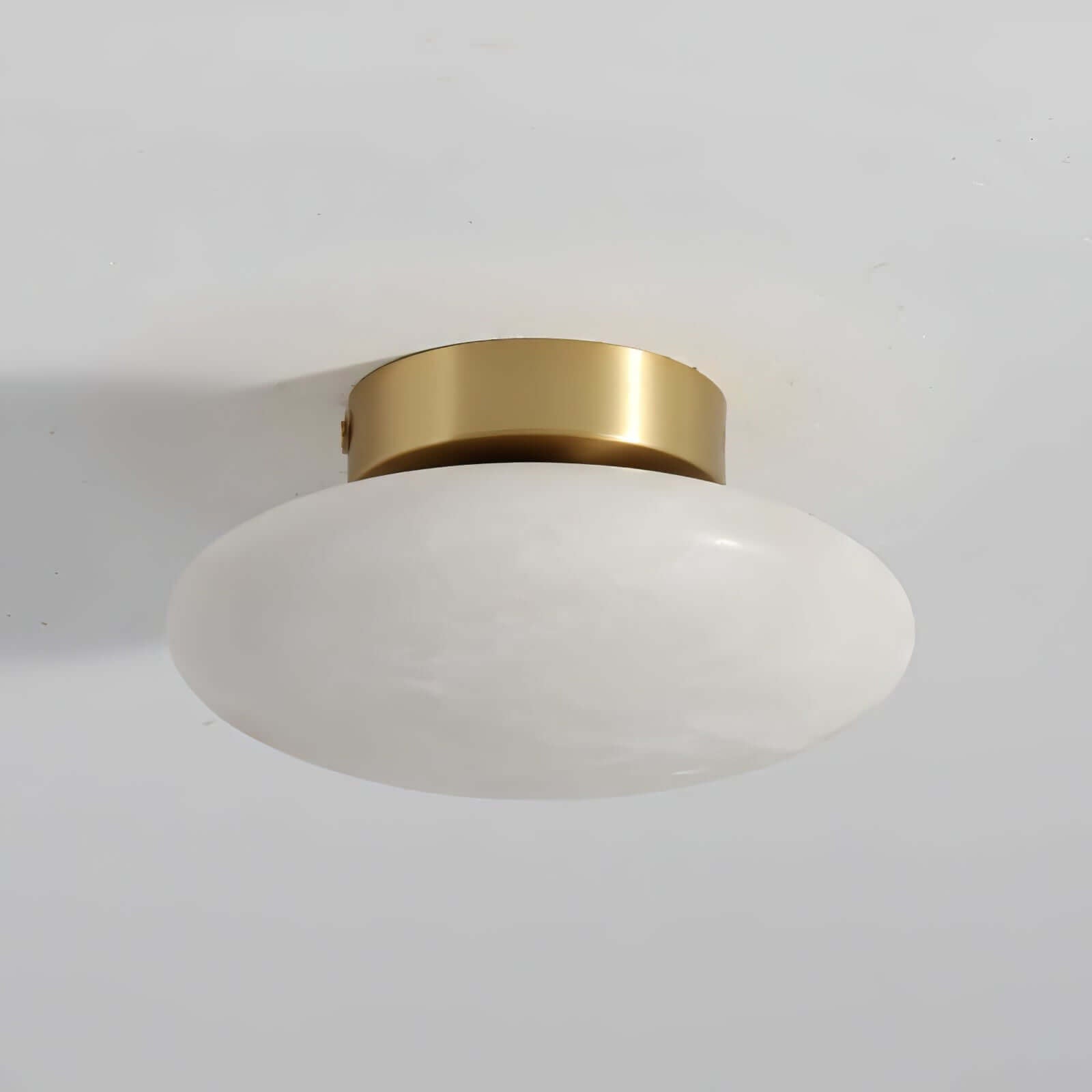 Zarion Ceiling Light | Alabaster Flush Mount & Small Brass Fixture