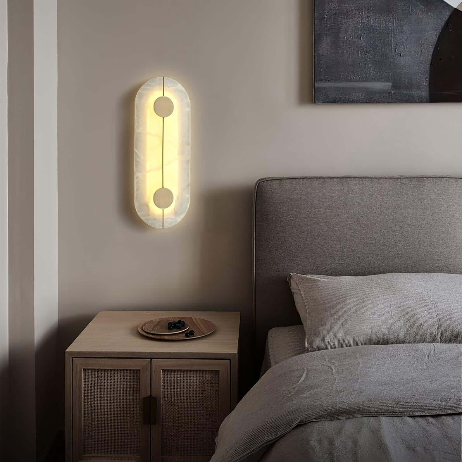 Zaytro Wall Sconce – Alabaster Wall Sconce, Modern Brass Style