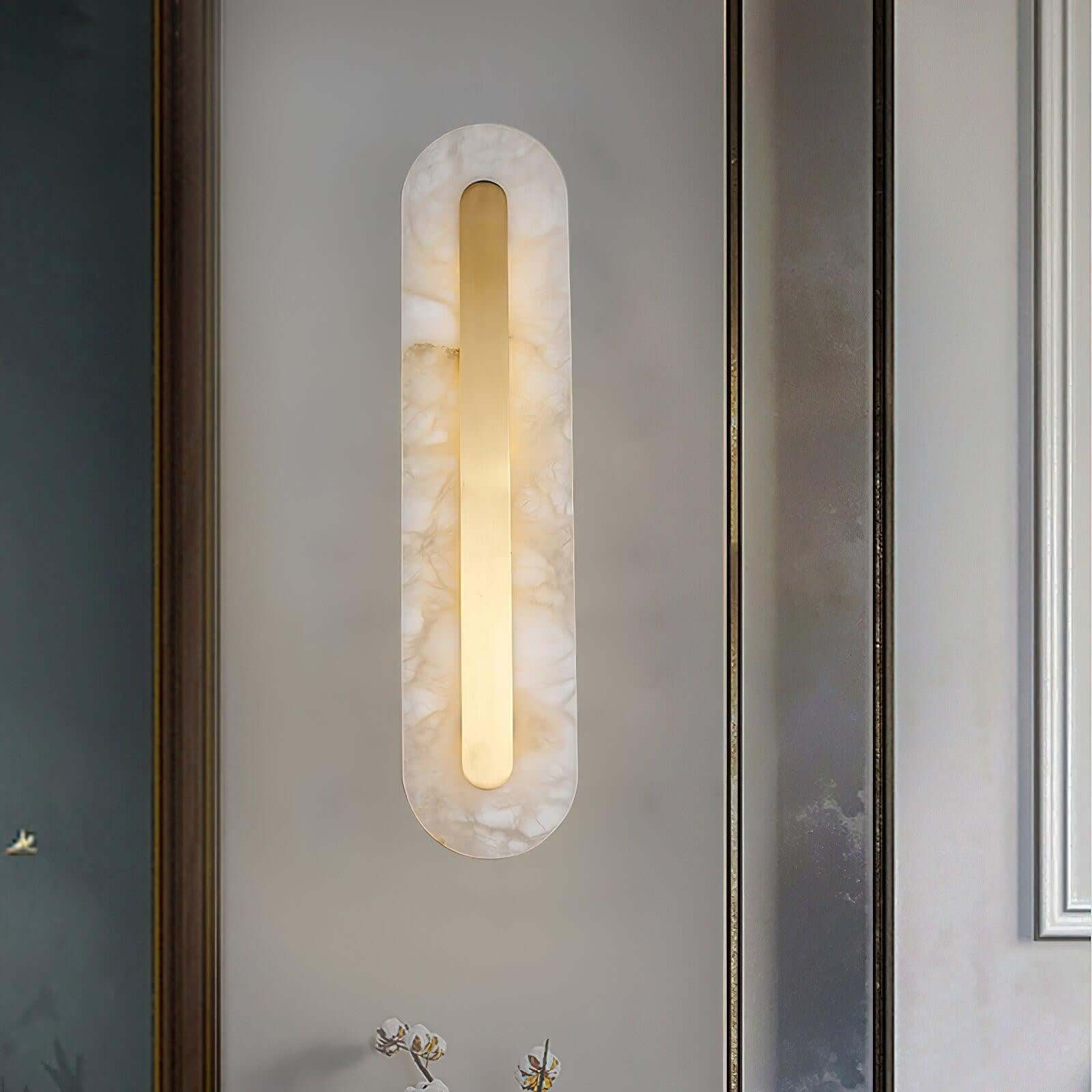 Zymera Alabaster Wall Sconce with Brass Accent Light