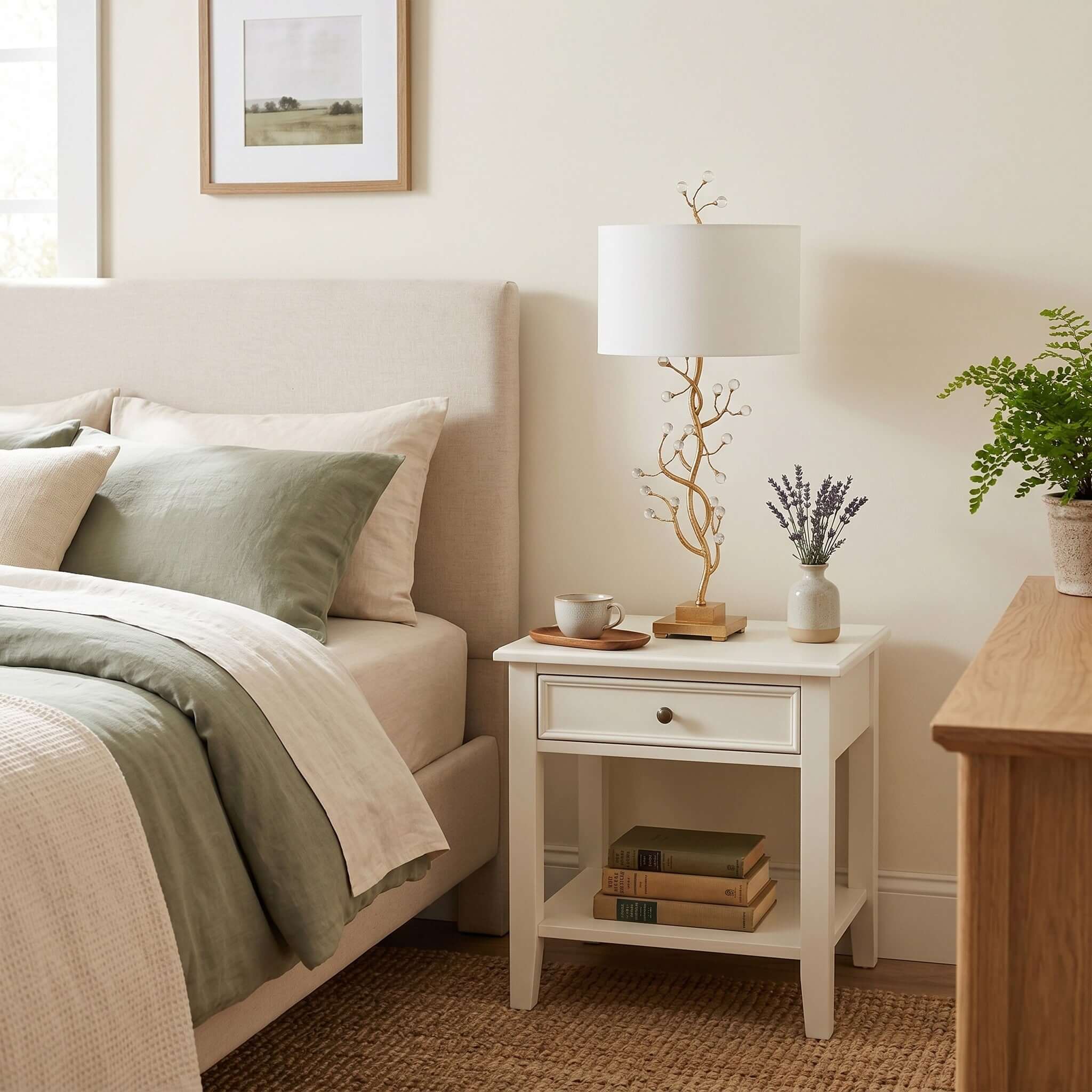 Arlowe Table Lamp - Gold Branch Base with Drum Shade | Rossolighting