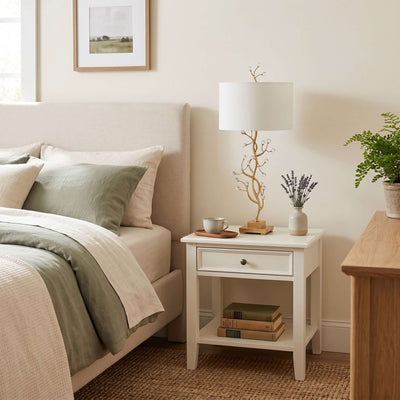 Arlowe Table Lamp - Gold Branch Base with Drum Shade | Rossolighting