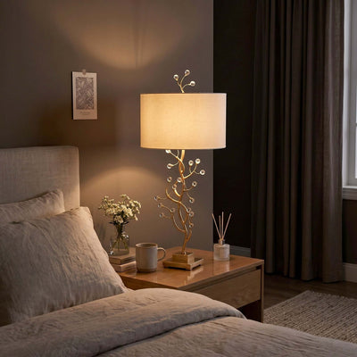 Arlowe Table Lamp - Gold Branch Base with Drum Shade | Rossolighting