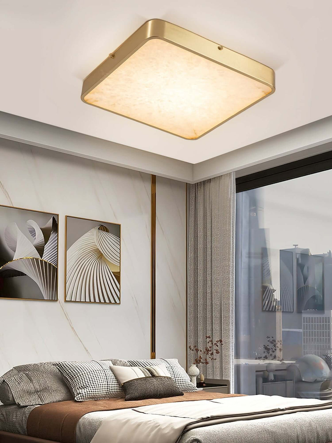 Camiro Ceiling Light – Alabaster Flush MountBedroom ceiling lamp